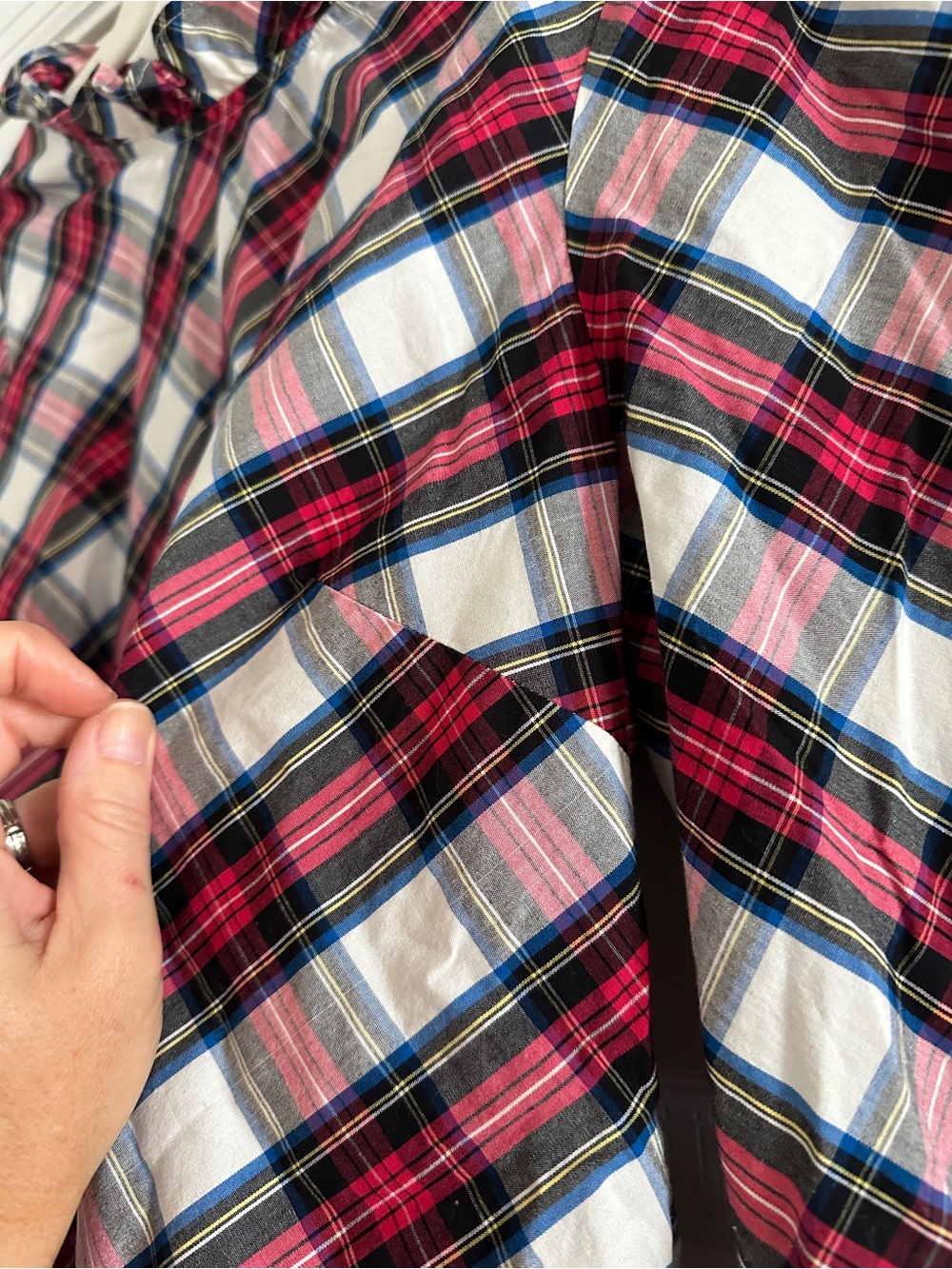 Plaid Ruffle-Neck Long-Sleeve Top - Picture 4 of 6